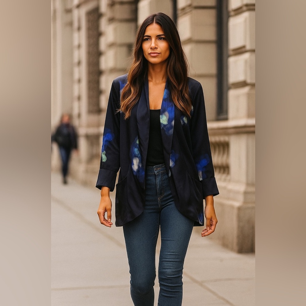 Elegant Black Blazer with Artistic Accents